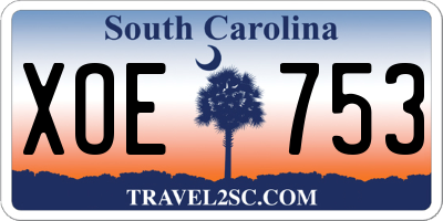 SC license plate XOE753