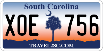SC license plate XOE756