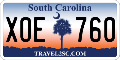 SC license plate XOE760