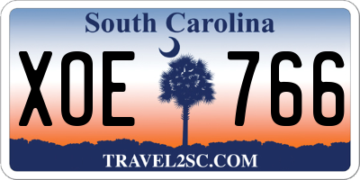 SC license plate XOE766