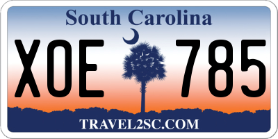 SC license plate XOE785