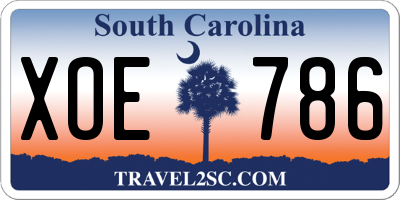 SC license plate XOE786