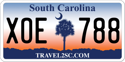 SC license plate XOE788