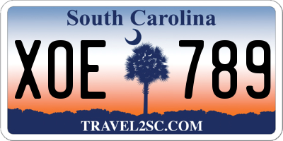 SC license plate XOE789