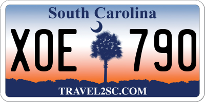 SC license plate XOE790