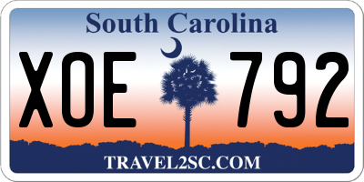 SC license plate XOE792