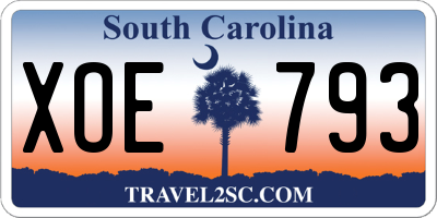 SC license plate XOE793
