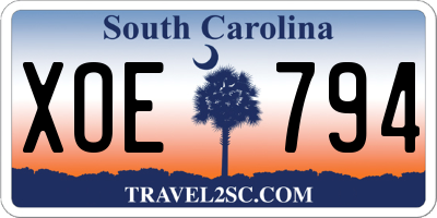 SC license plate XOE794
