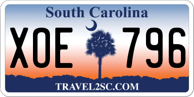 SC license plate XOE796