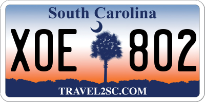 SC license plate XOE802