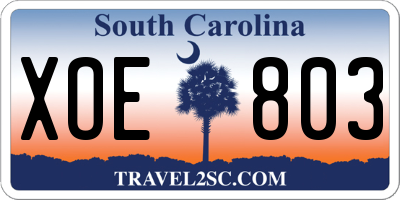 SC license plate XOE803