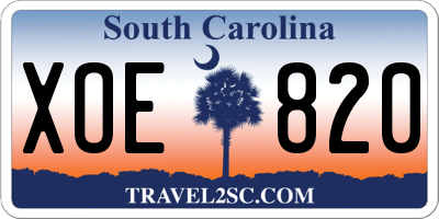 SC license plate XOE820