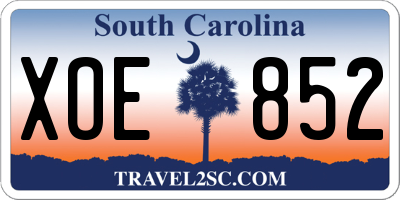 SC license plate XOE852