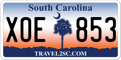 SC license plate XOE853