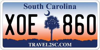 SC license plate XOE860