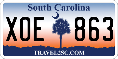 SC license plate XOE863