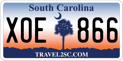 SC license plate XOE866
