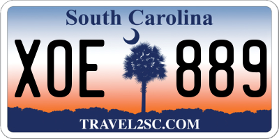 SC license plate XOE889