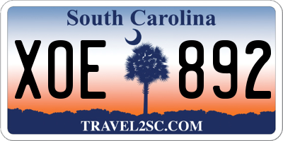SC license plate XOE892