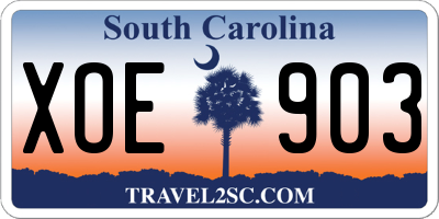 SC license plate XOE903