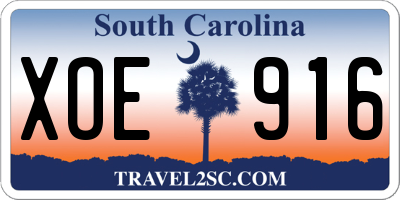 SC license plate XOE916