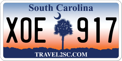 SC license plate XOE917