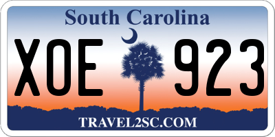 SC license plate XOE923