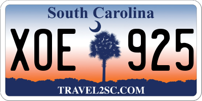 SC license plate XOE925
