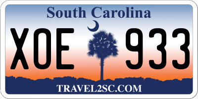 SC license plate XOE933