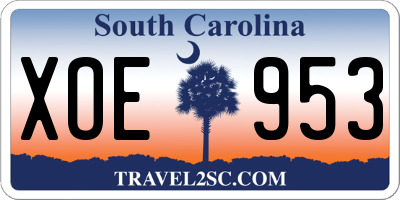 SC license plate XOE953