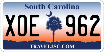 SC license plate XOE962
