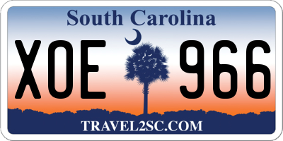 SC license plate XOE966