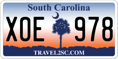SC license plate XOE978