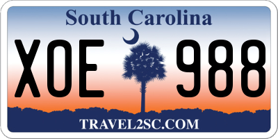SC license plate XOE988