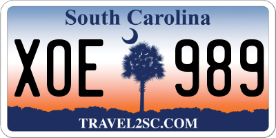 SC license plate XOE989