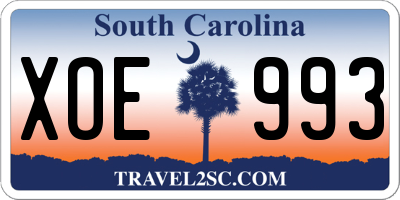 SC license plate XOE993