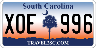 SC license plate XOE996