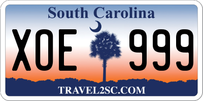 SC license plate XOE999