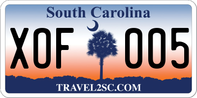 SC license plate XOF005