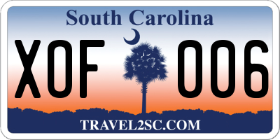 SC license plate XOF006