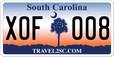SC license plate XOF008