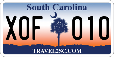 SC license plate XOF010