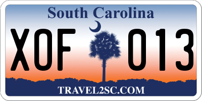 SC license plate XOF013