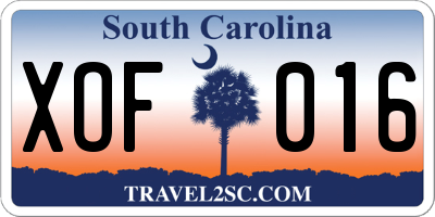 SC license plate XOF016