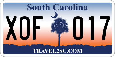 SC license plate XOF017