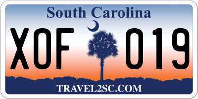 SC license plate XOF019