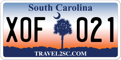 SC license plate XOF021