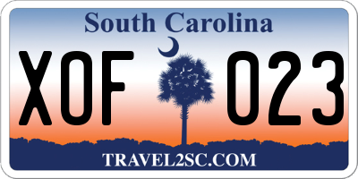 SC license plate XOF023