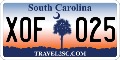 SC license plate XOF025