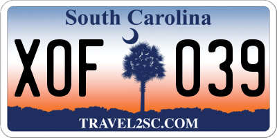 SC license plate XOF039
